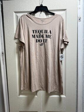 Torrid "Tequila Made Me Do It" graphic t-shirt.
